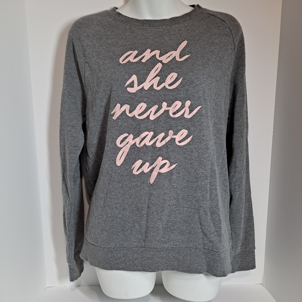 Long Sleeved Gray Sweatshirt Inspirational  Large